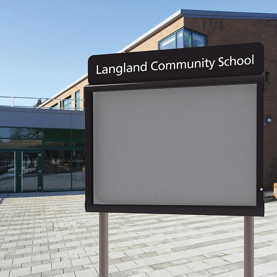 Weathershield Outdoor School Noticeboard With Personalised Header Panel 